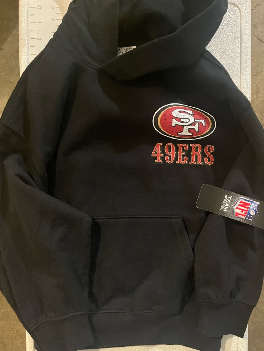 NFL San Francisco 49ers Kids Black Logo Hoodie Size S 6/7 NWT